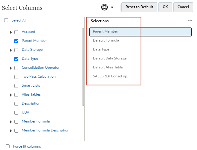 Select columns